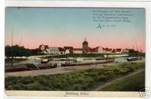 04515 Ak Mühlberg an der Elbe Totalansicht 1912