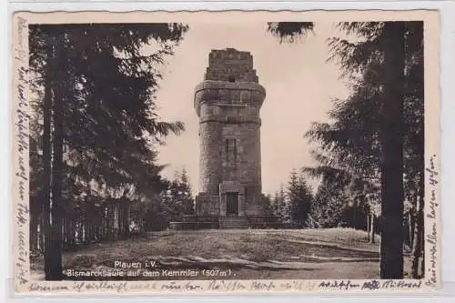 76261 AK Plauen im Vogtland - Bismarcksäule auf dem Kemmler 1942