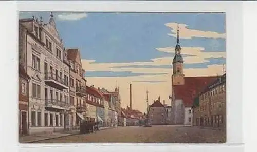 29723 Ak Lunzenau Marktplatz mit Geschäften 1914