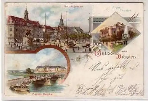 19632 Ak Lithographie Gruss aus Dresden 1899