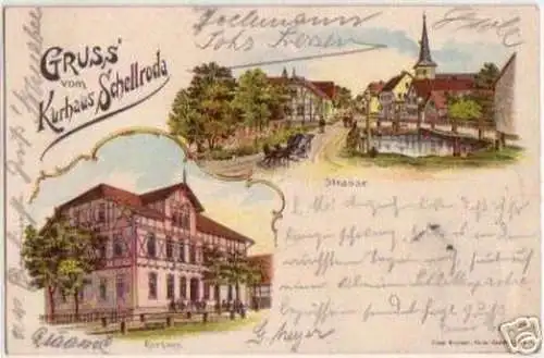 07582 Ak Lithografie Gruss aus Kurhaus Schellroda 1900