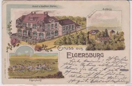 87708 Ak Lithographie Gruß aus Elgersburg Hotel und Kaffee Strien 1908