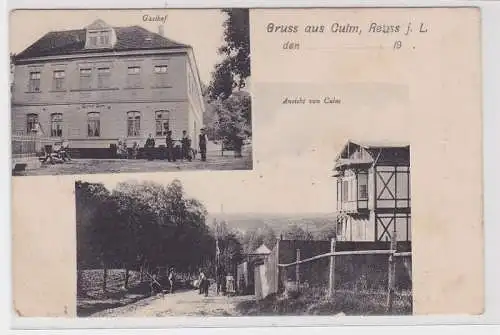 89396 AK Gruss aus Culm, Reuss jüngere Linie - Gasthof & Ansicht von Culm 1910