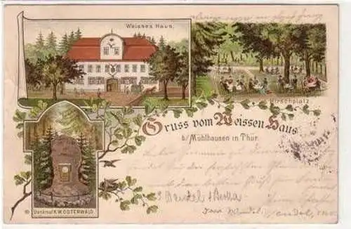 55089 Ak Lithographie Gruß vom weissen Haus bei Mühlhausen 1898