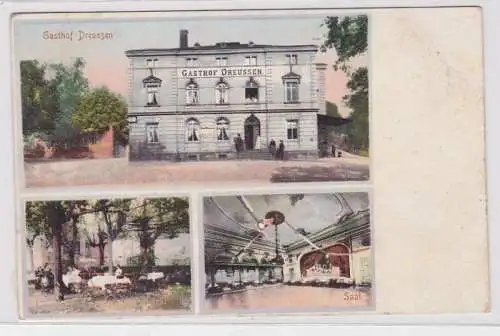 50751 AK Gasthof Dreussen - Saal, Garten Partie & Fassade 1910