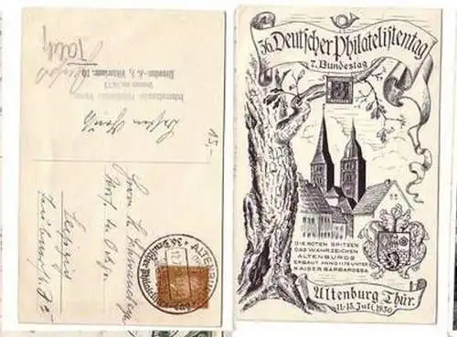 51132 Ganzsachen Ak 36. dt. Philatelistentag Altenburg Thüringen 1930