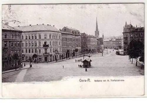 56585 Ak Gera Reuss Roßplatz mit St. Trinitatiskirche 1919