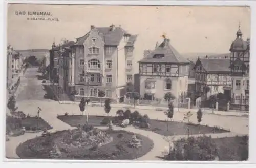 22019 Ak Bad Ilmenau Partie am Bismarckplatz 1918