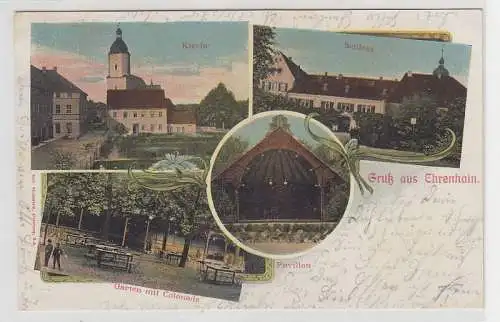 67043 Mehrbild Ak Gruß aus Ehrenhain Kirche, Schloß, Pavillon, Garten 1903