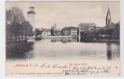 93745 AK Altenburg - Der kleine Teich mit Insel und Bootsanlegestelle 1906