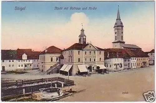 23653 Ak Bürgel Markt mit Rathaus u. Kirche um 1920