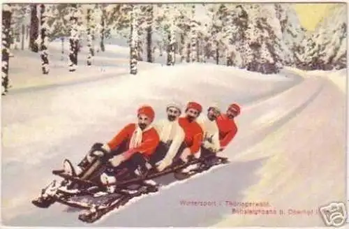 19239 Ak Bobsleighbahn bei Oberhof in Thüringen 1911