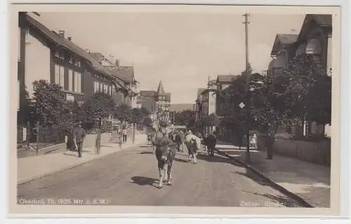 68674 Ak Oberhof in Thüringen Zellaer Strasse mit Kühen um 1940