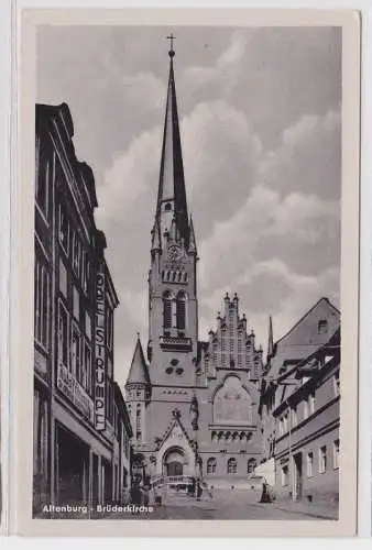 82453 Ak Altenburg Bürderkirche und Strasse mit Geschäften 1956