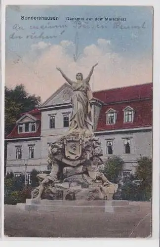 89206 Ak Sondershausen Denkmal auf dem Marktplatz 1925