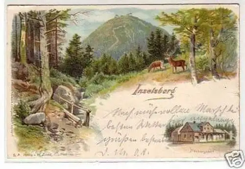 25704 Ak Lithographie Inselsberg mit Heuberghaus 1900