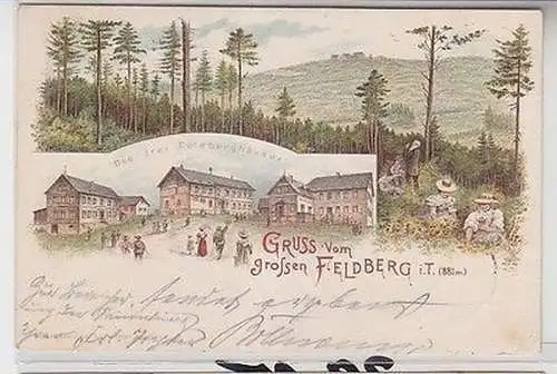 07906 Ak Lithographie Gruß vom großen Feldberg im Taunus 1899