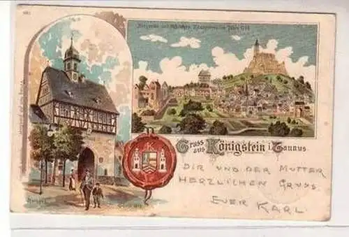 50524 Ak Lithographie Gruß aus Königstein im Taunus 1900