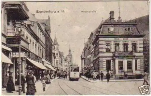 14534 AK Brandenburg Hauptstraße mit Straßenbahn 1918