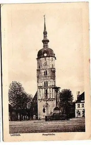 62141 Ak Lübben Hauptkirche um 1920