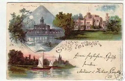 09646 Ak Lithographie Gruss aus Potsdam um 1900