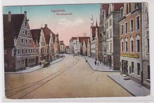 90546 Ak Ingolstadt Theresienstrasse mit Geschäften 1924