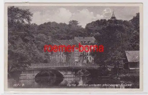 84120 Ak Hof i.B. Partie an der unteren steinernen Brücke 1920