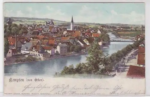 39721 AK Kempten (von Osten) - Flusslauf mit Stadtpanorama 1906