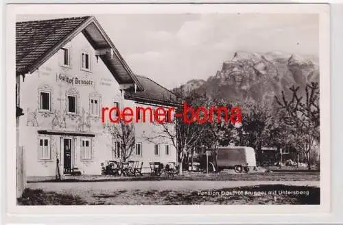 84985 Ak Feldkirchen Pension Gasthof Brugger mit Untersberg um 1940