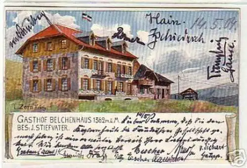 11386 Ak Lithographie Gasthof Belchenhaus 1904