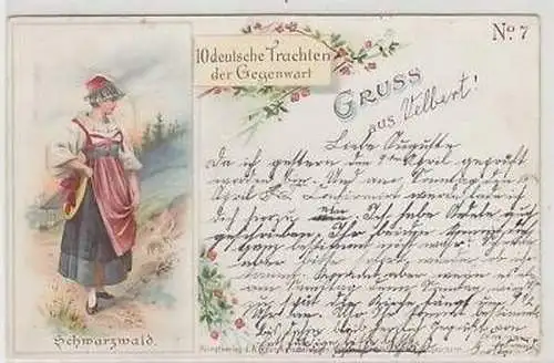 25010 Ak Lithographie Schwarzwald Trachten 1905