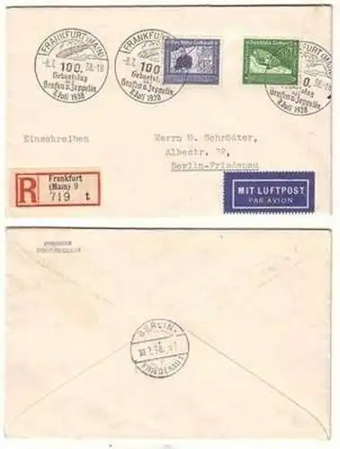 50703 seltener Luftpostbrief Frankfurt a.M. nach Berlin 1938 Mi 669,670