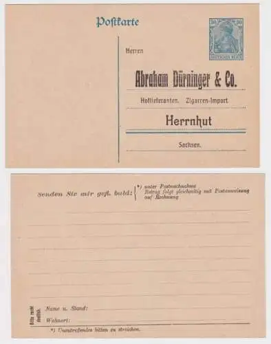 96993 DR Ganzsachen Postkarte P120 Zudruck Abraham Dürninger & Co. Herrnhut