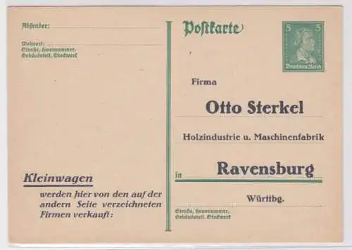 96171 DR Ganzsachen Postkarte P170 Zudruck O. Sterkel Maschinenfabrik Ravensburg