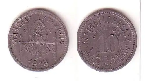 10 Pfennig Zink Not Münze Stadtrat Schmölln 1918