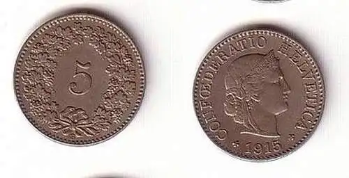 5 Rappen Nickel Münze Schweiz 1915