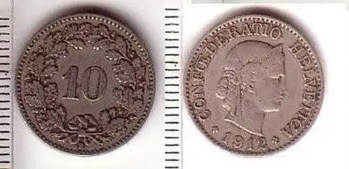 10 Rappen Nickel Münze Schweiz 1912