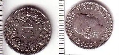 10 Rappen Nickel Münze Schweiz 1894