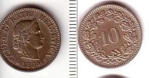 10 Rappen Nickel Münze Schweiz 1884