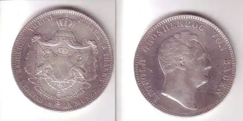 Doppeltaler Silber Münze Baden Großherzog Leopold 1845 (105161)