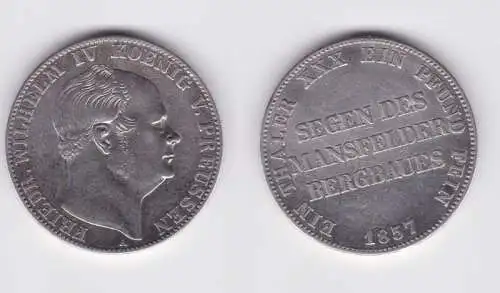 1 Taler Silber Münze Preussen Mansfelder Bergbau 1857 A ss (151522)