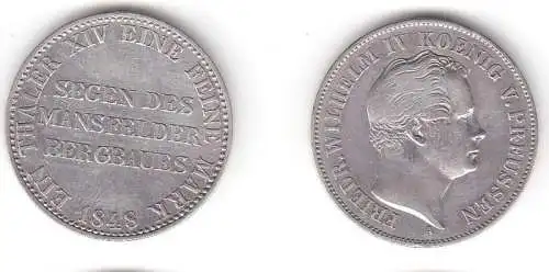 1 Taler Silber Münze Preussen 1848 A Segen des Mansfelder Bergbaues