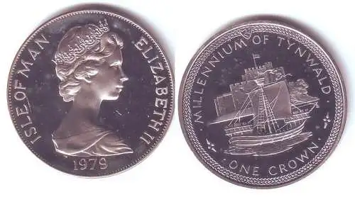 One Crown Silber Münze Isle of Man 1979 Millenium of Tynwald