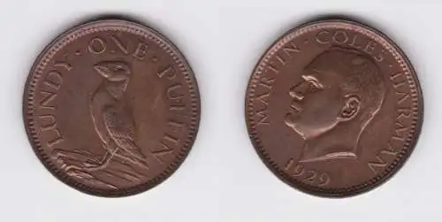 1 Puffin Bronze Münze Lundy 1929 (155779)