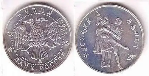 3 Rubel Silber Münze Russland 1993 Ballett Stgl.