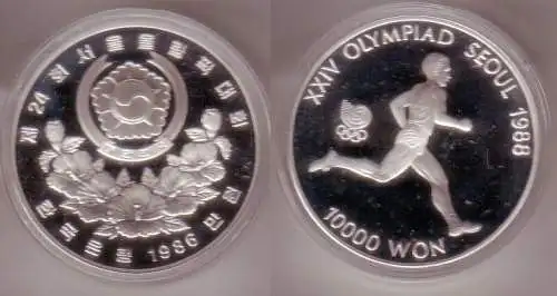 10000 Won Silber Münze Südkorea 1988 Olympiade Seoul Läufer 1986