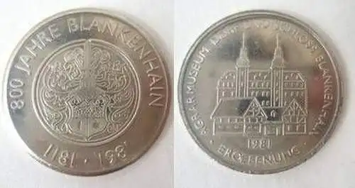 DDR Medaille 800 Jahre Blankenhain 1181-1981