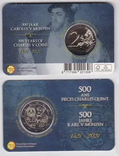 2 EURO Coincard 2021 Belgien 500 Jahre Karlsgulden Stgl. (167235)