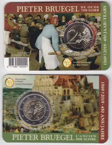 2 EURO Coincard 2019 Belgien Pieter Bruegel Stempelglanz (162643)