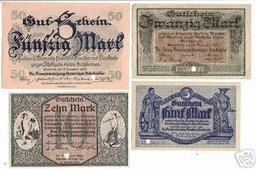 4 Banknoten Finanz Vereinigung Chemnitzer Industrieller